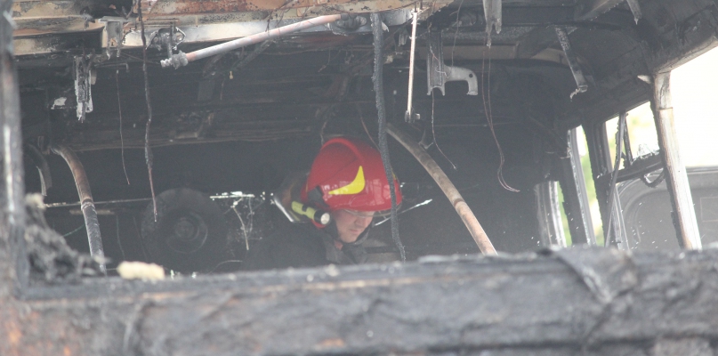 Na dworcu PKS w Gostyniu doszczętnie spłonął autobus