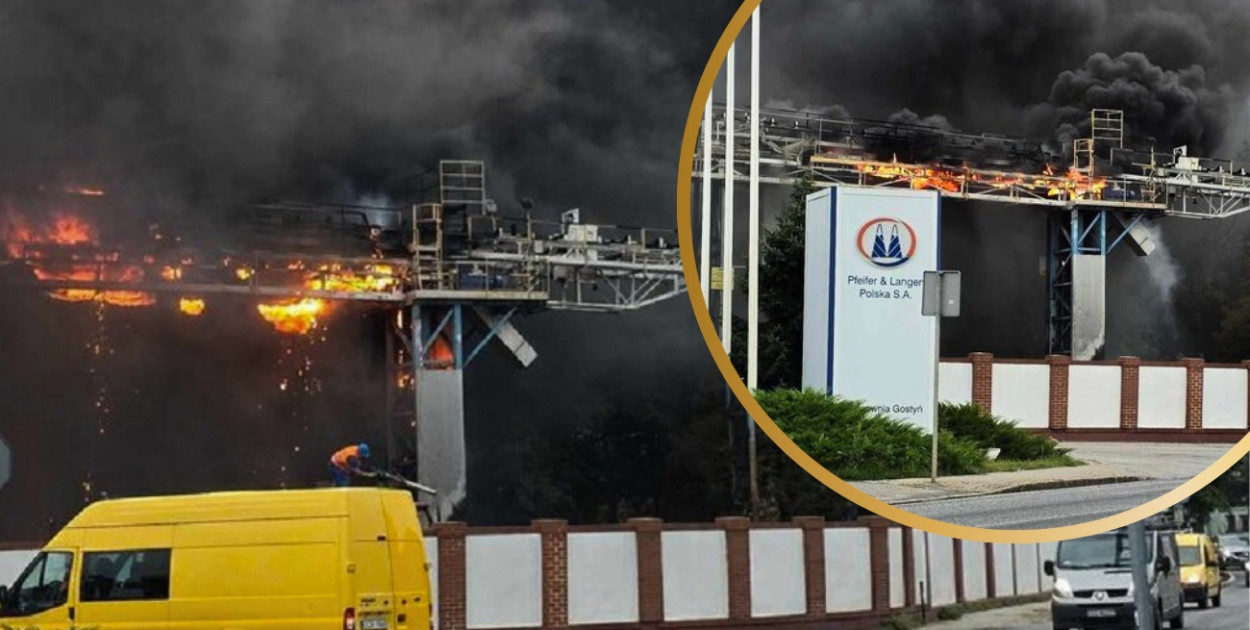 Olbrzymi pożar w gostyńskiej cukrowni! Sytuacja bardzo poważna, co widać na...