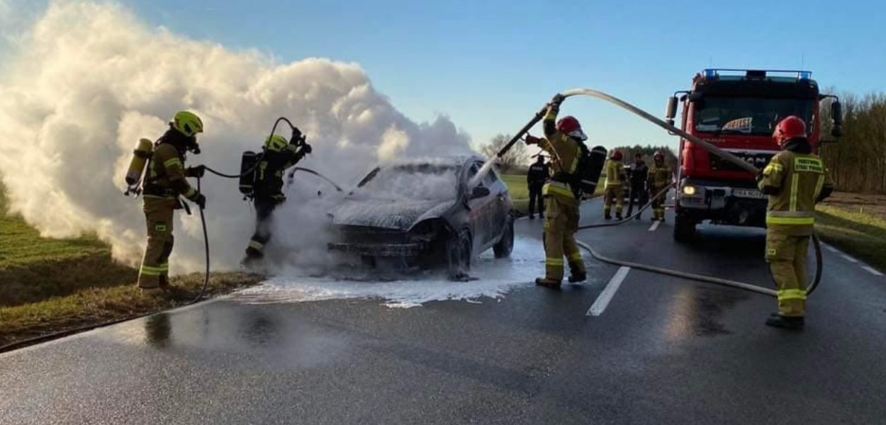 Na drodze wojewódzkiej 434 spłonął samochód 