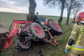 Wypadek traktorzysty. Uderzył w drzewo-11165