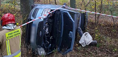 Wypadek pod Kąkolewem. Auto wypadło z drogi. Wezwano karetkę-73822