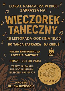 Wieczorek Taneczny w Panavera Bar & Catering