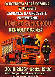Powitanie nowego samochodu strażackiego w Kosowie