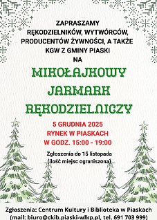 Mikołajkowy Jarmark Rękodzielniczy w Piaskach