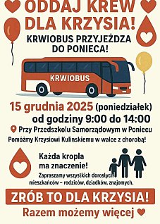 Oddaj krew dla Krzysia – akcja krwiodawstwa w Poniecu