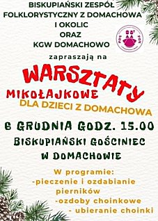 Warsztaty mikołajkowe dla dzieci w Domachowie