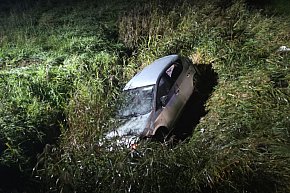 Auto wpadło do rzeczki na trasie Gostyń-Grabonóg-13519