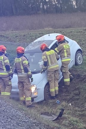 Auto w rowie przy obwodnicy pod Gostyniem-13673