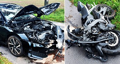 Potężne zderzenie. Śmigłowiec LPR zabrał 18-latniego motocyklistę-82559