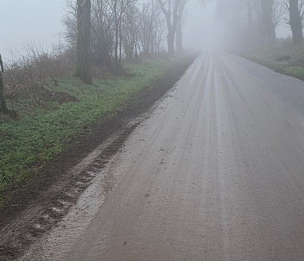 Poranek, mgła i cała droga "uświniona" Przejeżdżasz, w aucie śmierdzi i trzeba...-86007