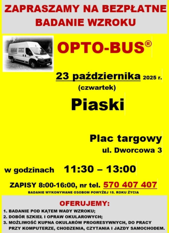 Bezpłatne badanie wzroku w Piaskach