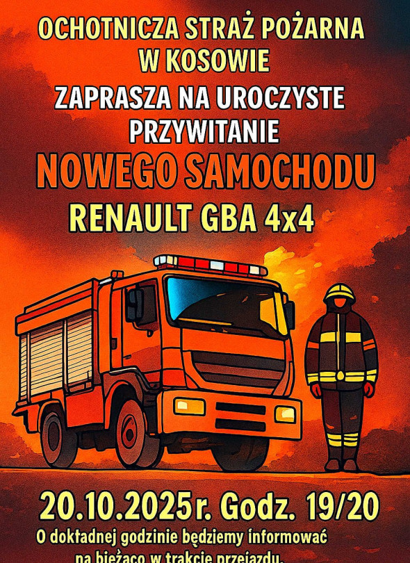 Powitanie nowego samochodu strażackiego w Kosowie