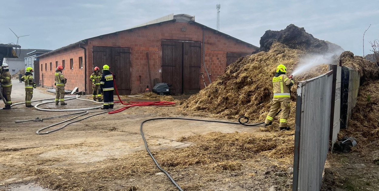 Ogień tuż za budynkiem gospodarczym. Do akcji ruszyło pięć zastępów straży