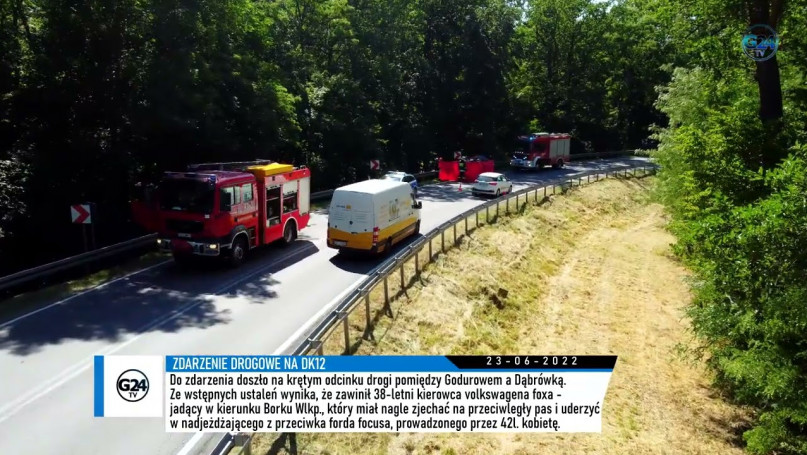 Wypadek na krętej drodze na DK12 między Godurowem a Dąbrówką.